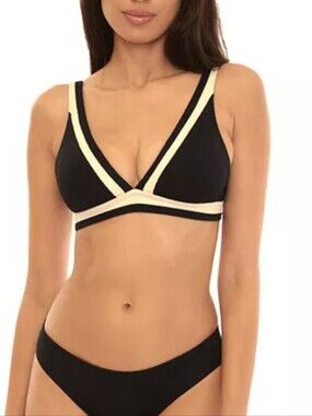 BECCA Black Bikini Top with Cream Trim